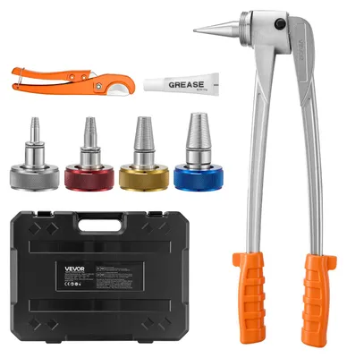 Immagine prodotto di Set di 7 pezzi VEVOR per l'espansione di tubi PEX, set di espansori manuali con 4 matrici di formatura per 9,52 mm, 12,7 mm, 19 mm e 25,4 mm, espansore per tubi PEX con taglierina per tubi per impianti di riscaldamento e idraulici