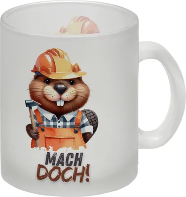 Produktbild von Biber Glas Tasse mit Spruch Mach doch!