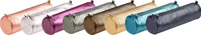 Produktbild von Clairefontaine 8x Schlampermäppchen Leder Cuirisé rund Ø5,5x22cm Sortiert 8695C