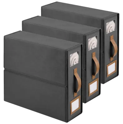 3er-Set Bettwäsche-Organizer, 38x32x11,5 cm, faltbar, grau