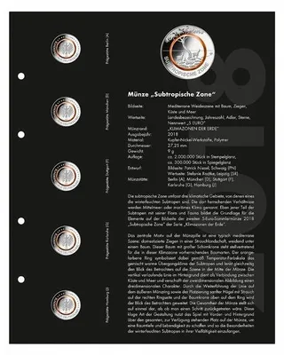 Produktbild von Nachtrag 2018 Subtropische Zone für Vordruckalbum Deutsche 5-Euro-Sammlermünzen, Band 1