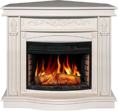 Produktbild von Casa Padrino Barock LED Elektro Eckkamin Weiß 111 x 99,7 x H. 97,5 cm