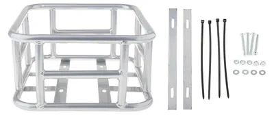 Obrázok produktu pre Kôš na bicykel, zadný, veľký, kovový, striebornej farby, nosnosť 30 kg, rozmer 32,5 x 28 x 15 cm