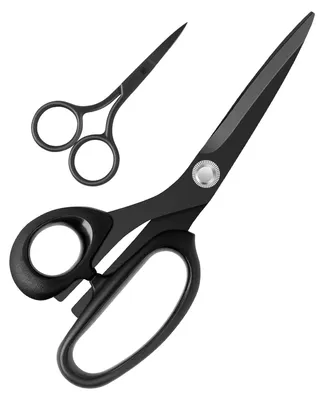 Produktbild von Linkshänder-Nähschere zum Schneiden von Leder, 21 cm Schneiderschere mit Klinge aus Edelstahl, schwarz