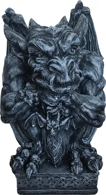 Image de Figurine de gargouille Relaxdays, décoration gothique, H x L x P : 42 x 28 x 28 cm, polyrésine, résistante aux UV, décoration de jardin résistante aux intempéries, grise