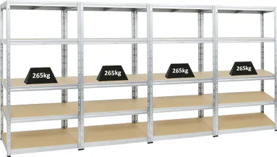 Produktbild von Mega Deal | 4x Schwerlastregal Tiger | HxBxT 180x90x60 cm |  Fachlast 265kg | Verzinkt