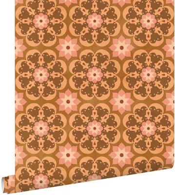 Produktbild von ESTAhome Tapete Fliesenmuster Braun und Rosa 50 x 900 cm