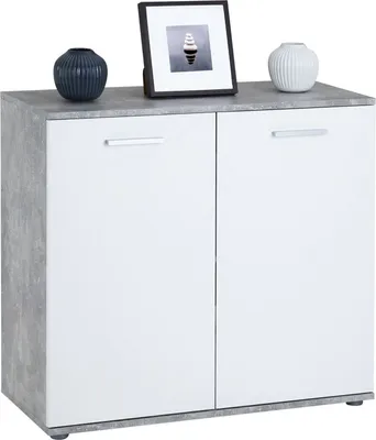 Produktbild von Kommode CHICAGO mit 2 Türen, moderne Anrichte in Betonoptik/weiß, Sideboard Mehrzweckschrank für Wohnzimmer