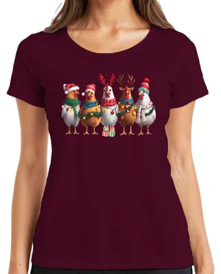 Produktbild von Hühner Hühnerhalter Huhn - Weihnachten Xmas Christmas Damen T-Shirt, Burgundy, M