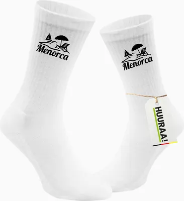 Produktbild von Huuraa Uni Socken Menorca Spanien 42/46 White Baumwolle Tennissocken Geschenkidee