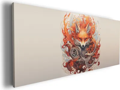 Produktbild von Wallario Premium Leinwandbild Flammenfuchs in Größe 80 x 200 cm