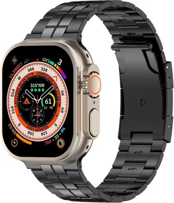 Produktbild von FFO2World Premium Titan-Uhrenarmband mit doppeltem Mittelglied, passend für Apple Watch 38–42 mm & SE/Serie 1–11 – s Metallarmband, Schwarz