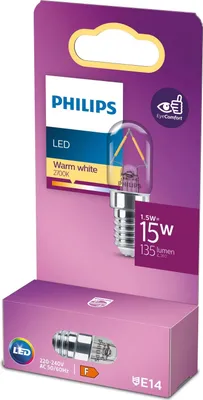 Produktbild von Philips Filament-Lampe, transparent 15W T20 E14, 1,5 W, 15 W, E14, 135 lm, 15000 h