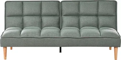 Produktbild von BELIANI 3-Sitzer Sofa Hellgrün Stoffbezug Gesteppt mit Schlaffunktion Hellen Hohen Holzbeinen Klassisches Design Schlafsofa Stoffsofa Klappsofa