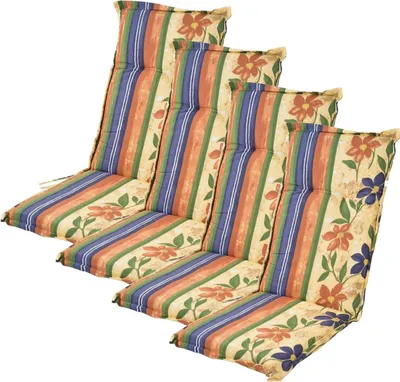 Image de 4x coussin d'assise pour chaises de jardin à haut dossier Coussin d'assise pour fauteuil