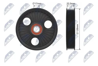 Produktbild von NTY RNK-RE-016 Umlenkrolle Keilrippenriemen für CITROËN JUMPY Kasten für FIAT Scudo (270, 272) Scudo Kastenwagen (270, 272) passend für PEUGEOT