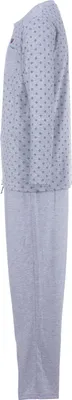 Produktbild von Pyjama Set Langarm - Carlo mit Raute & unifarbener Hose, Farbe:grau, Größe:L