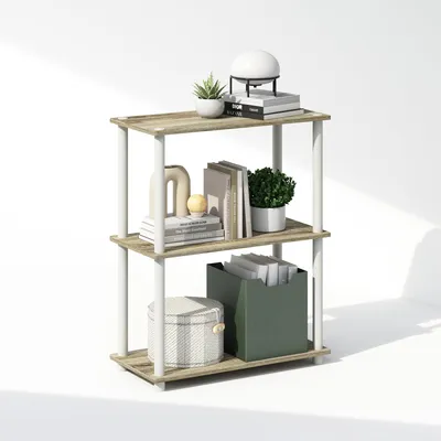 3-stufiges Display-Regal, Sonoma-Eiche/Weiß, 59,9x29x74,9 cm