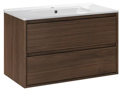 Produktbild von Waschtisch 81cm Edmé mit 2 Schubladen, Holzoptik