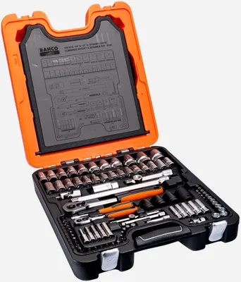Zdjęcie produktu dla Zestaw kluczy nasadowych BAHCO 1/4" i 1/2" 108-częściowy S108