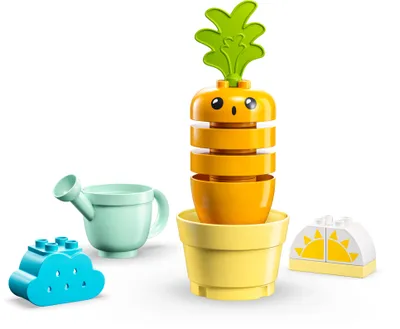 Produktbild von LEGO 10981 DUPLO My First Wachsende Karotte, Ostergeschenk für Kleinkinder, Osterdeko Stapelspielzeug für Babys ab 1,5 Jahren mit 4 Gemüse-Steinen, Lern-Spielzeug ins Osterkörbchen