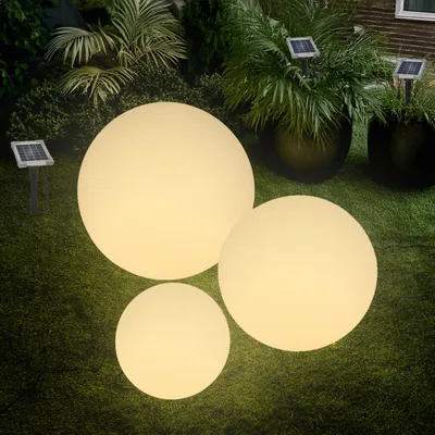 Produktbild von esotec Solar Deko-Leuchtkugel 3er Set 30+40+50cm 9 Lichtfarben winterfest 106113