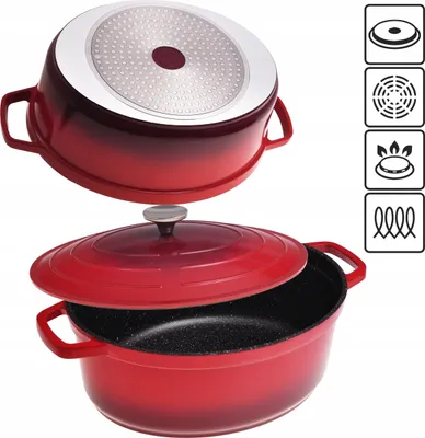 Produktbild von Alu-Topf Brytfanna mit Deckel 6,0 L INDUKTION KAMILLE KM-4469