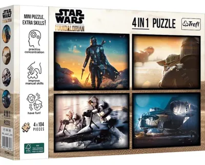 Zdjęcie produktu dla TREFL Puzzle Gwiezdne Wojny: Mandalorianin 4x104 elementy