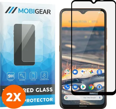 Produktbild von Mobigear Premium 4.99 Nokia 5.3 Panzerglas Gehärtetes Glas Displayschutz - Hüllenfreundlich - Schwarz (2er Pack)