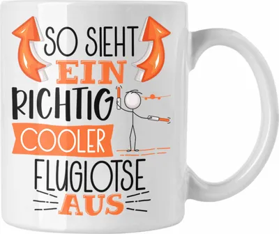 Produktbild von Trendation - Fluglotse Tasse Geschenk So Sieht Ein Richtig Cooler Fluglotse Aus Geschenkidee Spruch Lustig Becher (Weiß)