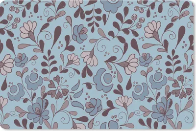 Produktbild von MuchoWow® Schreibtischunterlage Muster - Blume - Grau - Blau 60x40 cm - XXL Mauspad - Großes Mauspad