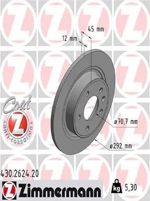 Produktbild von 2x ZIMMERMANN Bremsscheibe 430.2624.20 für OPEL Astra J Sports Tourer (P10) 45mm