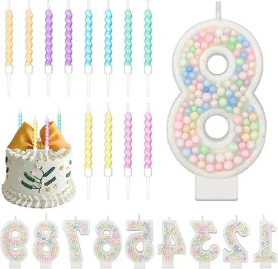 Immagine prodotto di Numeri color pastello per bambine - Decorazioni per torte e 12 candeline a spirale - Tema di compleanno - Anniversario per bambine