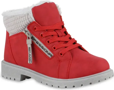 A single red boot is shown against a white background.