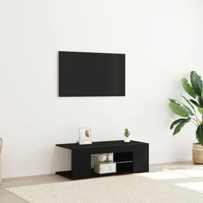 Produktbild von Möbel TV-Schrank mit LED-Lichtern, schwarz und Eiche, 90x39x30 cm, Holzwerkstoff - TV-Schränke 862562