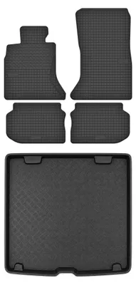 Productafbeelding van Rubberen automatten + kofferbakmat voor BMW Seria 5 F11 2010-2017 (stationwagen) – 5-delig, zwart, op maat – Wielganizator