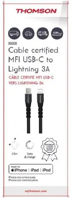 Obrázok produktu pre Kábel USB-C na Lightning, rýchle nabíjanie 3 A, prenos dát, 1,5 m, MFI