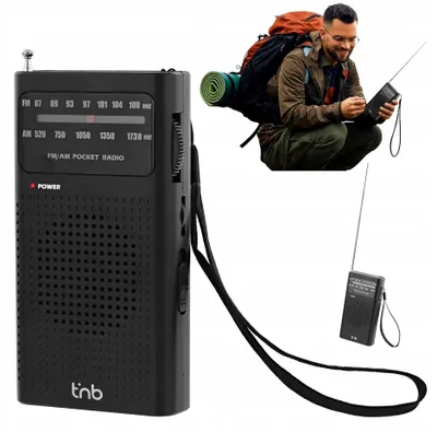 Immagine prodotto di Mini radio portatile FM/AM da viaggio, tascabile, a batterie + jack da 3,5 mm / FMPKET1
