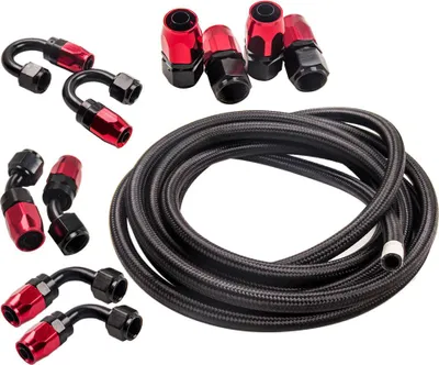 Zdjęcie produktu dla 16.4FT AN8 nylonowo-stalowy elastyczny przewód hydrauliczny/końcówka węża benzynowego