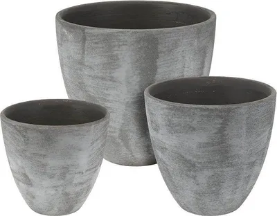 Zdjęcie produktu dla PROGARDEN doniczki ceramiczne zestaw 3 szare KO-066900340
