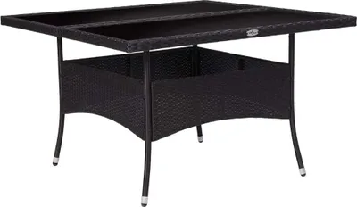 Produktbild von vidaXL Garten-Esstisch Schwarz Poly Rattan und Glas