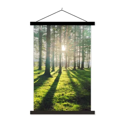 Produktbild von MuchoWow® Textilposter Bäume - Natur - Wald 60x90 cm mit schwarzem Rahmen - Poster Wohnzimmer