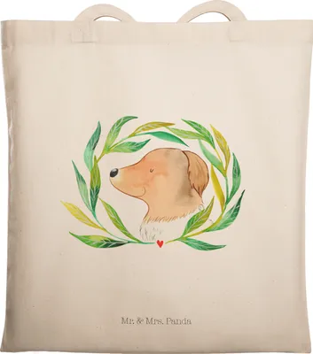Produktbild von Mr. & Mrs. Panda Shopping Tasche Hund Blumen - Transparent - Geschenk, Einkaufstasche, Tote Bag, Tragetasche, Sprüche, Schultasche, Vierbeiner, Hunde, Ranke, Niedlich