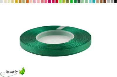 Produktbild von Satinband 6mm x 32m Rolle, Farbe:090 dunkel grün