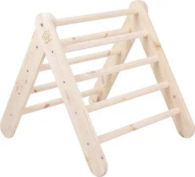 Produktbild von MEOWBABY Kletterdreieck - Indoor Klettergerüst für Kinder, Baby Dreieck Spielgeräte, Montessori Klettergerät, Kleinkinder Pikler-Dreieck, Natur