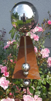 Produktbild von Skulptur Phobos 113 cm Edelstahl & Cortenstahl Beetstecker Gartenstecker