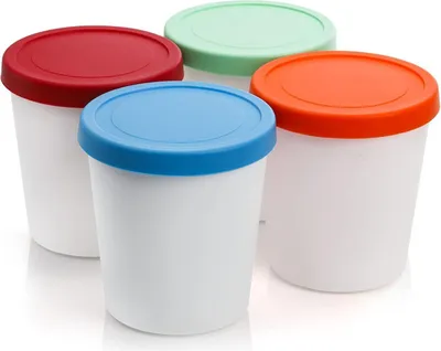 Obrázek produktu pro Sada 4 nádob na zmrzlinu Peohud o objemu 1 litr bez BPA se silikonovým víčkem