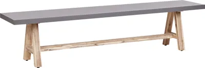 Produktbild von BELIANI Gartenbank Grau Faserzement 200 cm mit hellen Holzbeinen ohne Lehne Indoor & Outdoor Terrasse Garten Ausstattung Sizbank