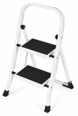 Produktbild von Klapptrittleiter aus Stahl, 2 Stufen, bis 150 kg, Weiß, KI-generiertes Bild