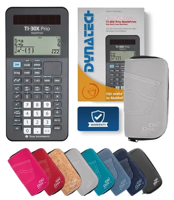 Produktbild von TI-30X Prio MP Taschenrechner mit Schutztasche hellgrau und Fachbuch